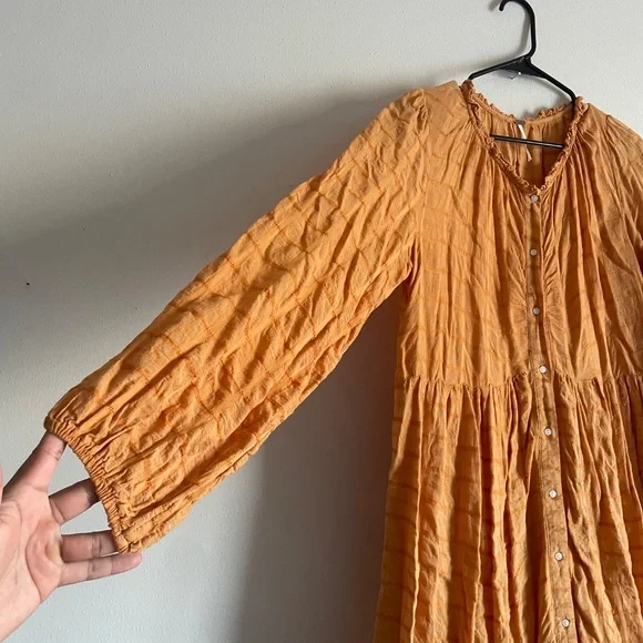 Free People Edie Dress Tiered Maxi Duster Equestrian Boho Dress in Suntan